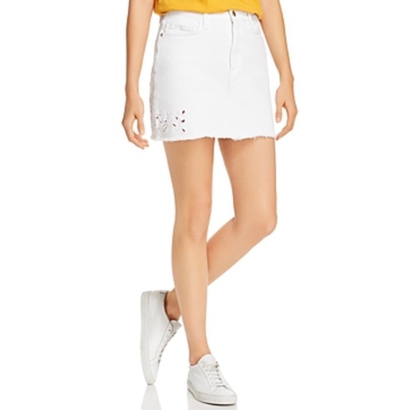 Frame Le Mini Foliage Embroidered Denim Skirt 28 - Picture 2 of 7